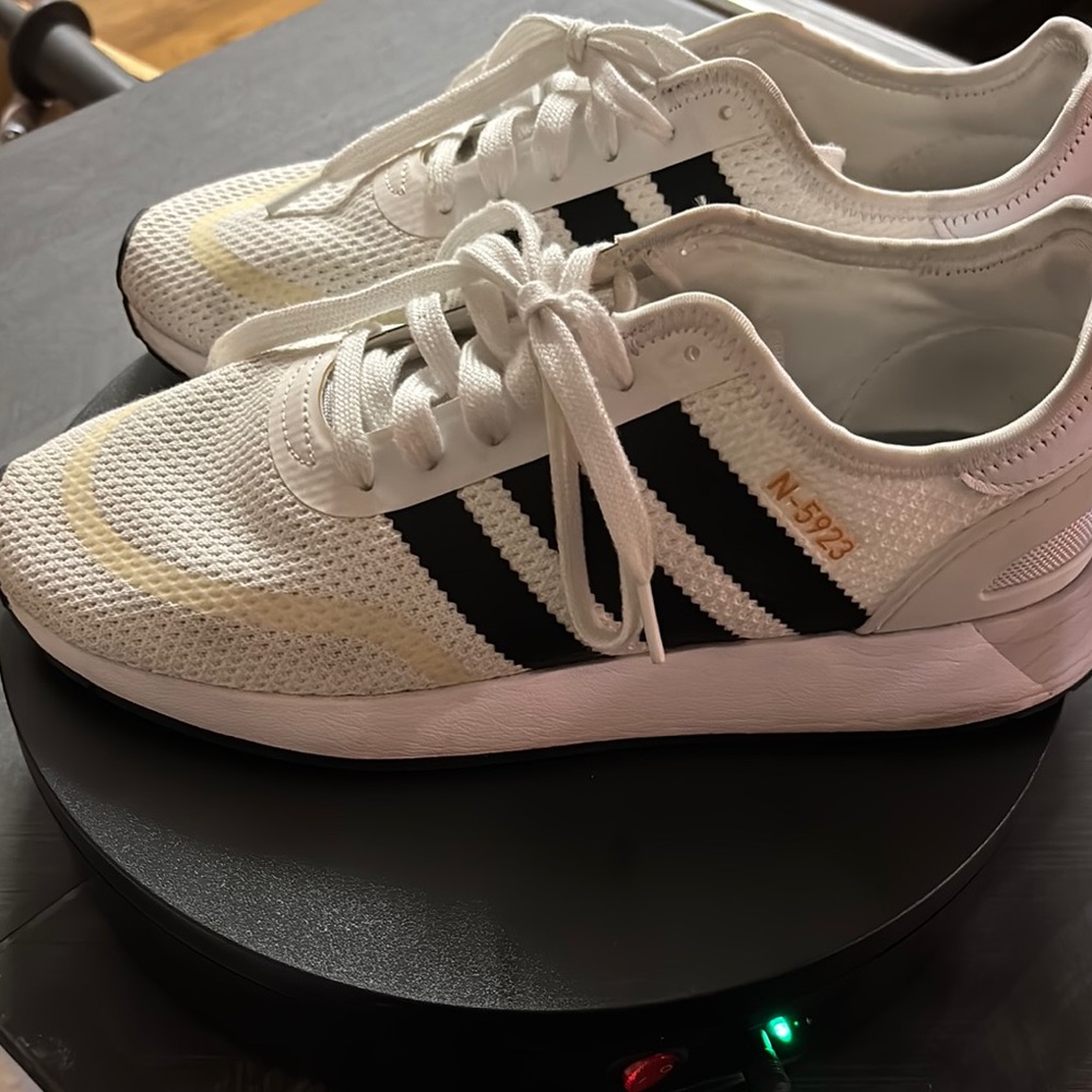 Adidas White and Black Retro-Inspired Sneakers